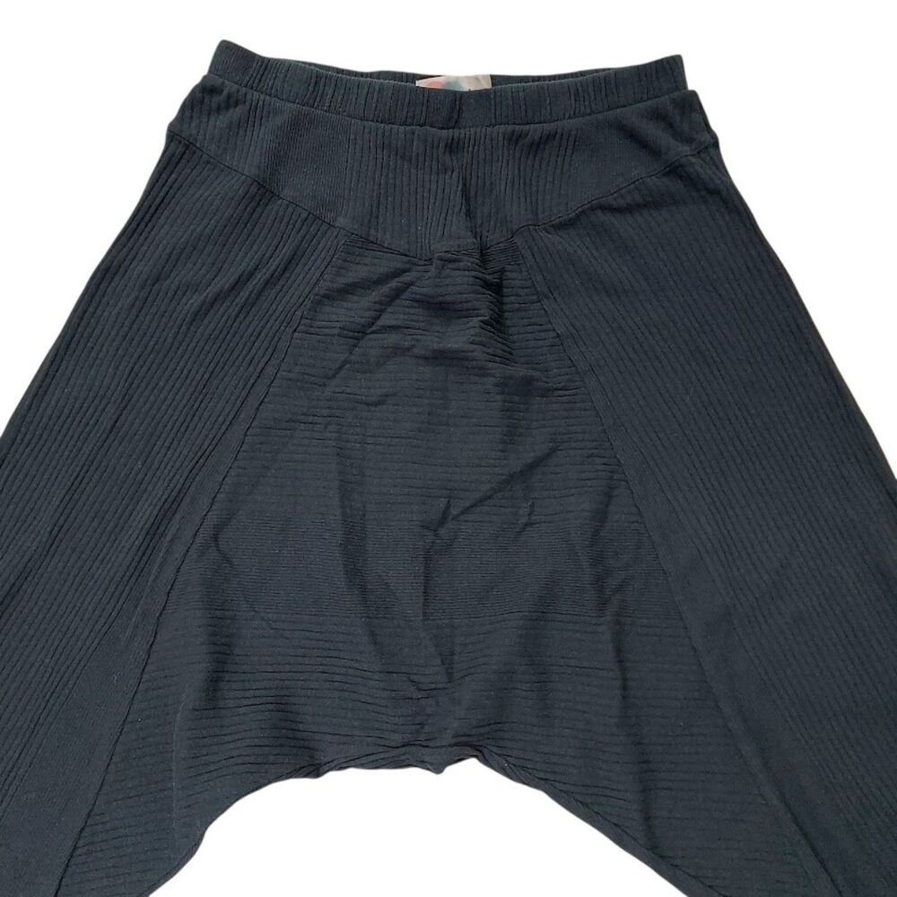 Free People FP Beach Harem Pants Womens Small Black Ribbed Drop Crotch Lounge - Picture 2 of 9